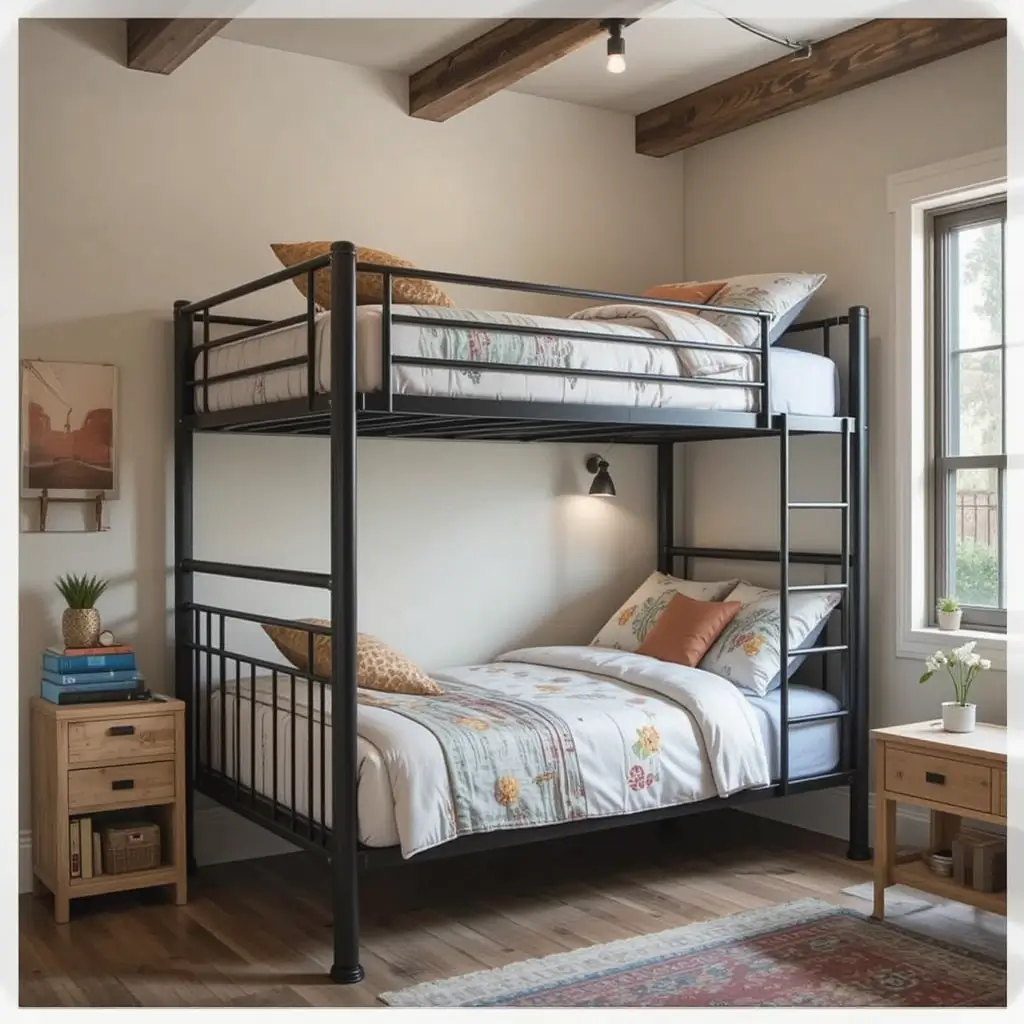 Industrial Style Bunk Beds with Metal Frames