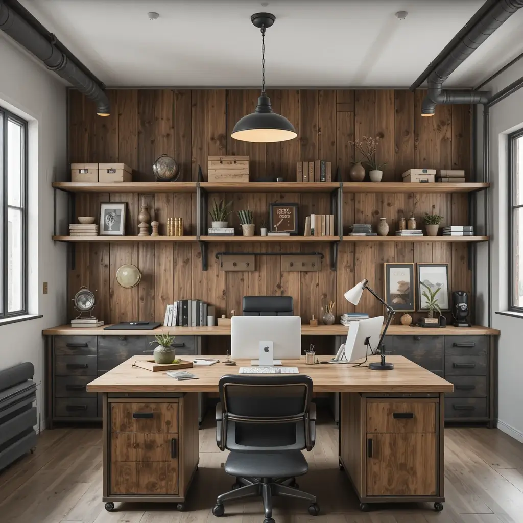 Industrial Style Office with Raw Finishes