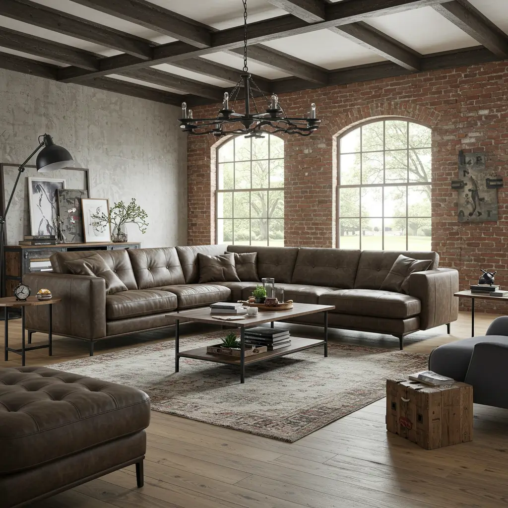. Industrial-Style Sectional Sofa