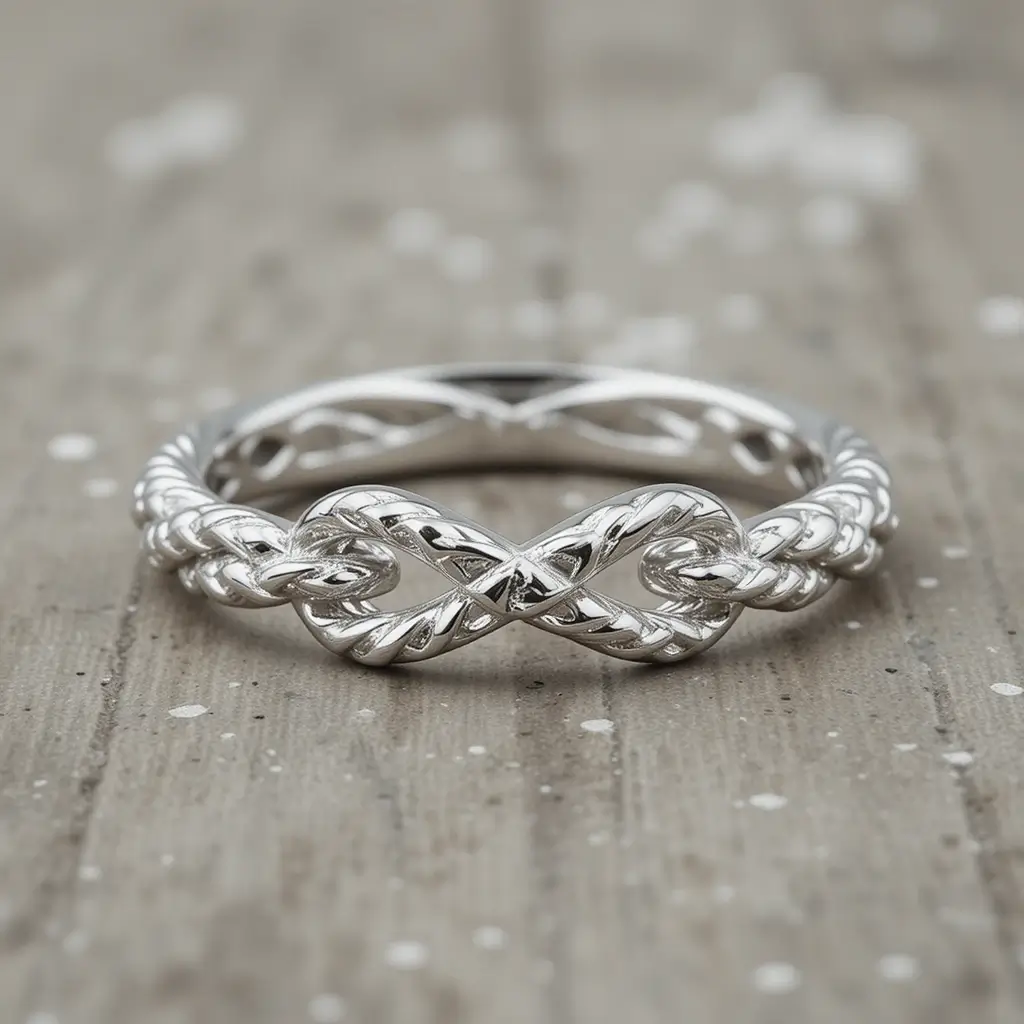 Infinity Braided Band in White Gold