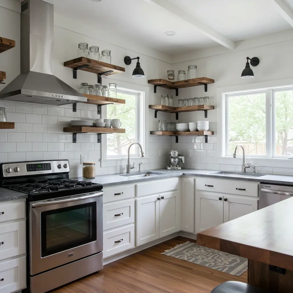 Install Floating Shelves for Open Storage