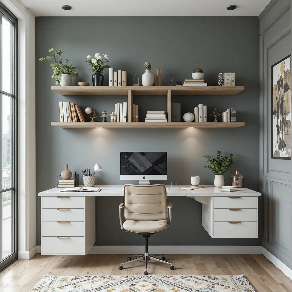 Integrate Floating Desks and Shelves