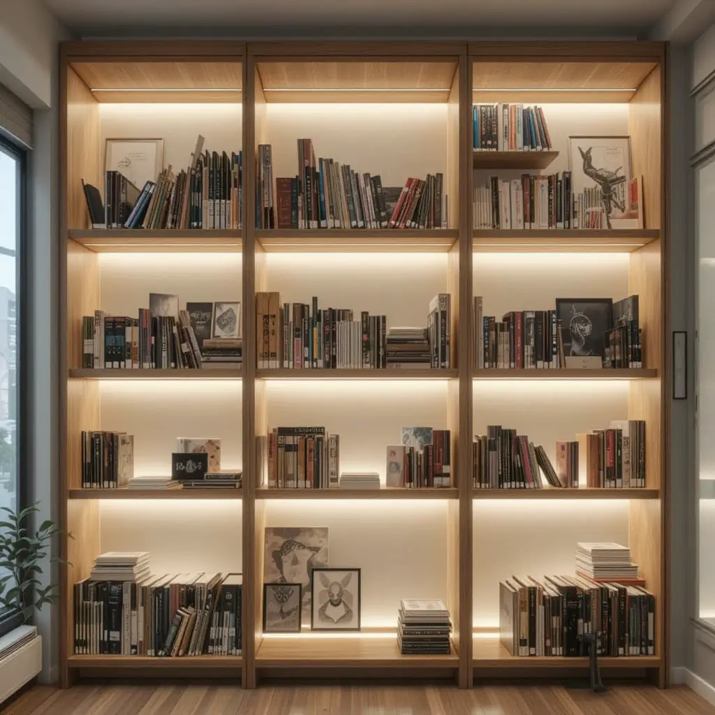 LED Strip Lights Under Each Shelf