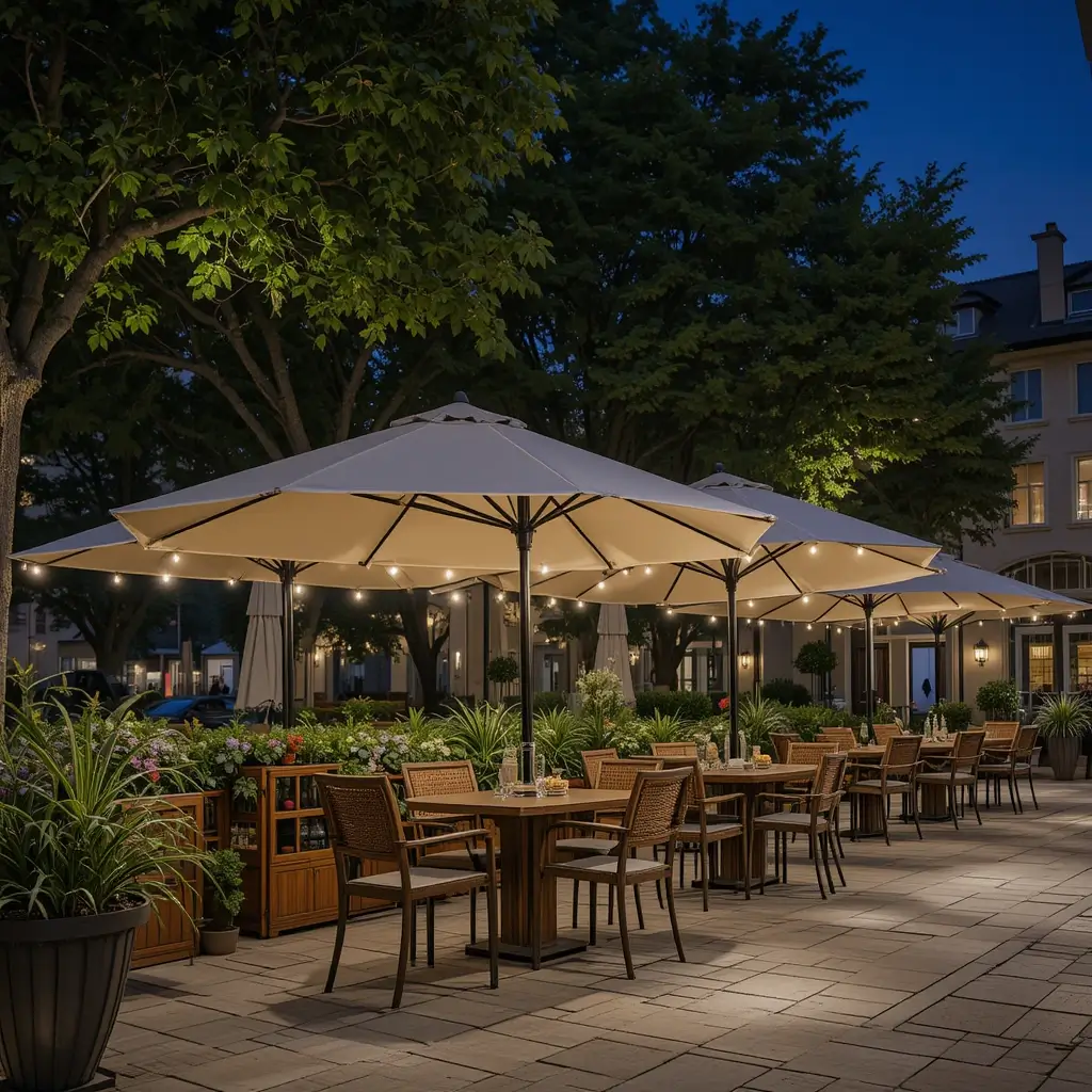 . LED Umbrella Lights for Evening Dining