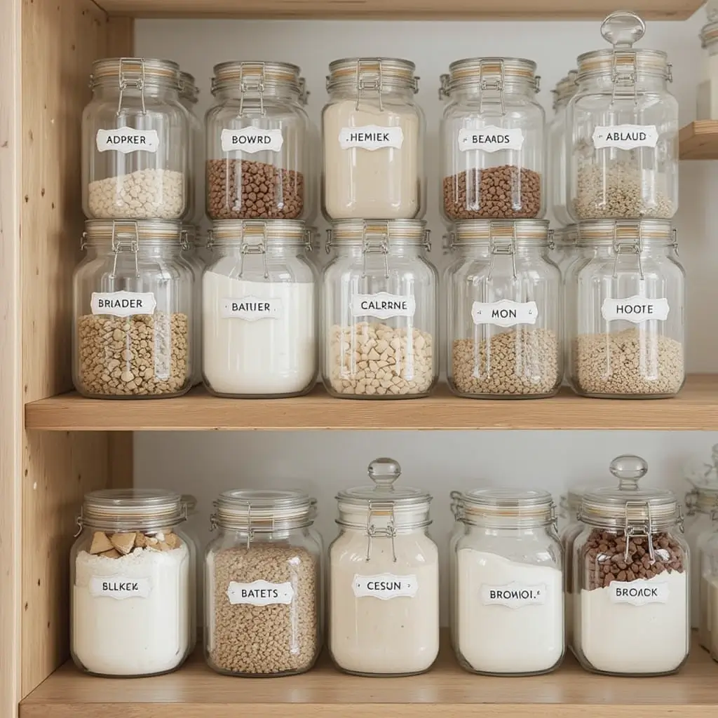 Labeled Glass Jars for Ingredients