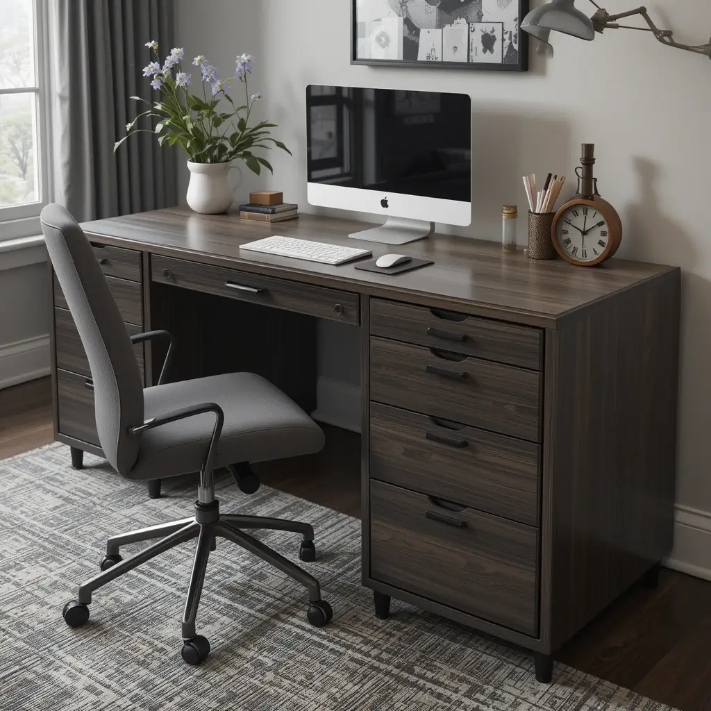 Large Desk With Hidden Drawers
