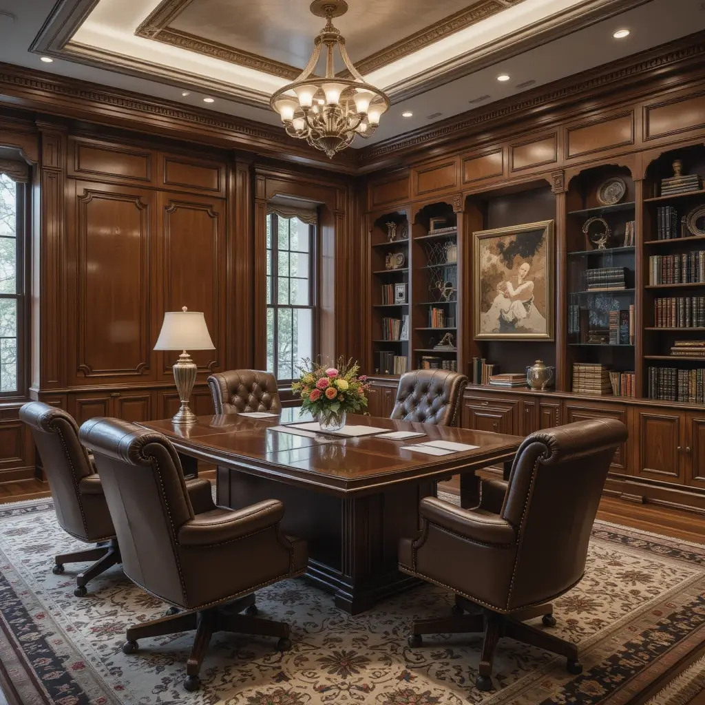 Leather Chairs and Warm Wood Accents