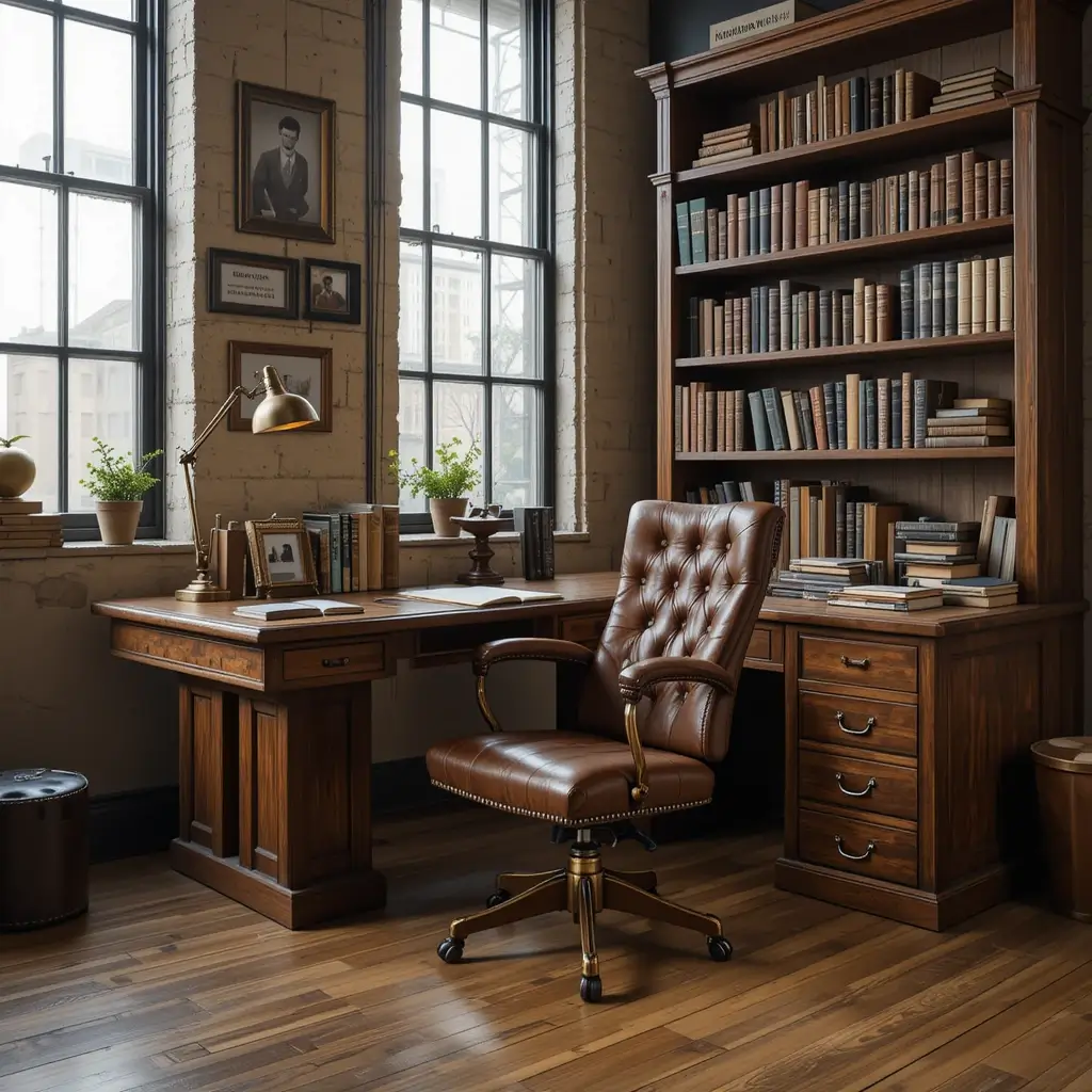 Leather and Wood Combo Workspace