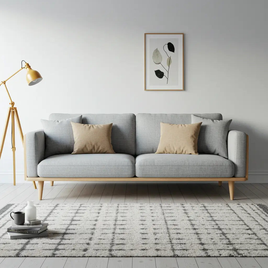 Light Wood Accented Sofa