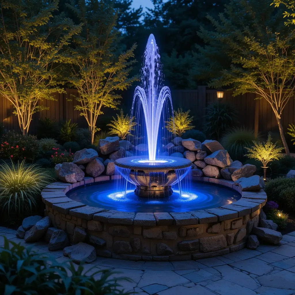 Lighted Water Features for a Serene Effect