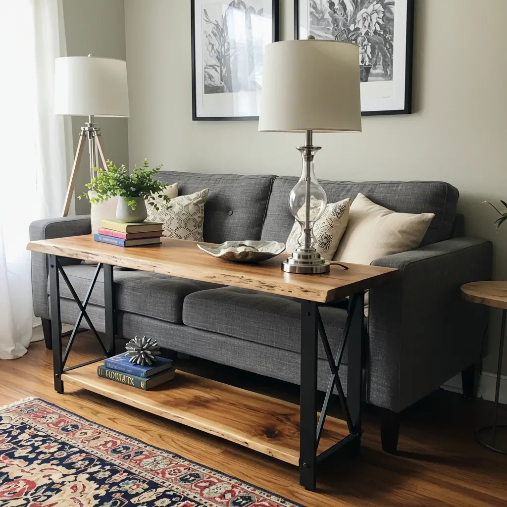 Live Edge Wood Sofa Table