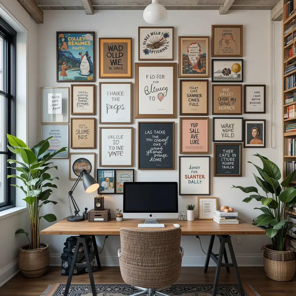 Loft Office with Artistic Display Wall