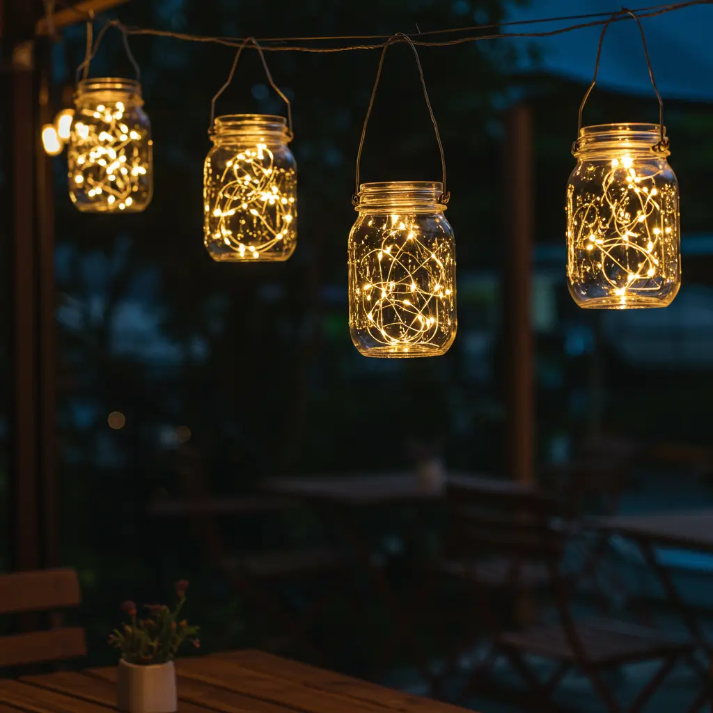 Mason Jar Lights with Fairy String Accents