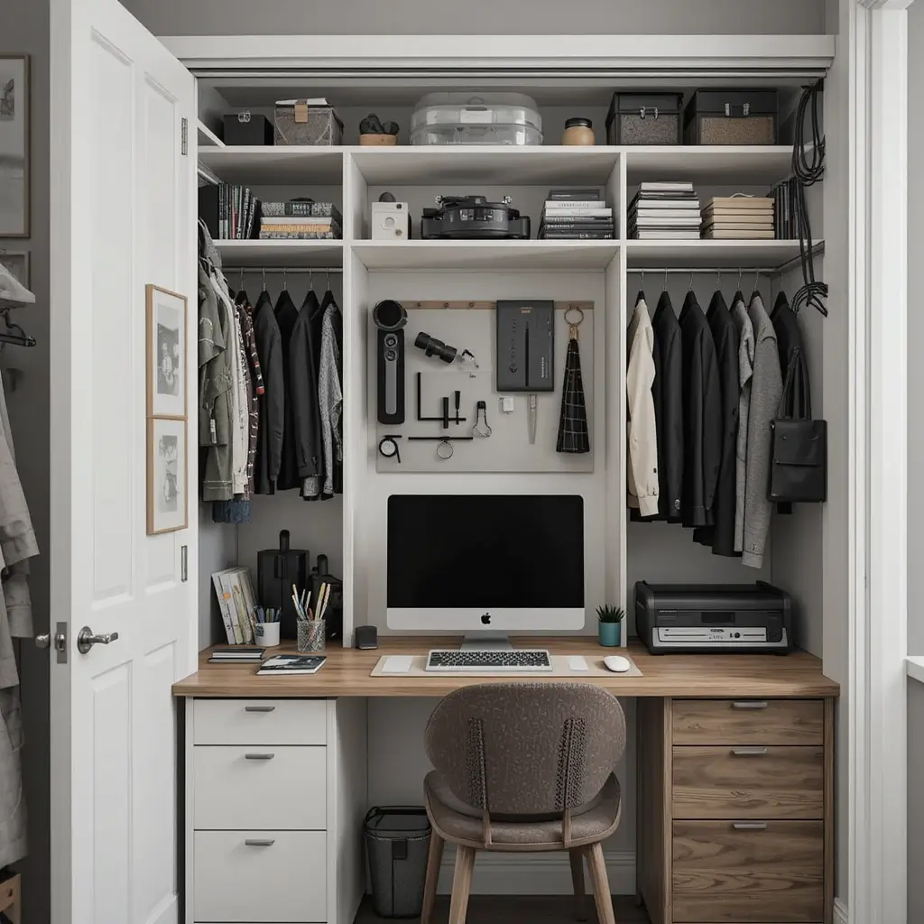 Maximize the Closet for Office Storage