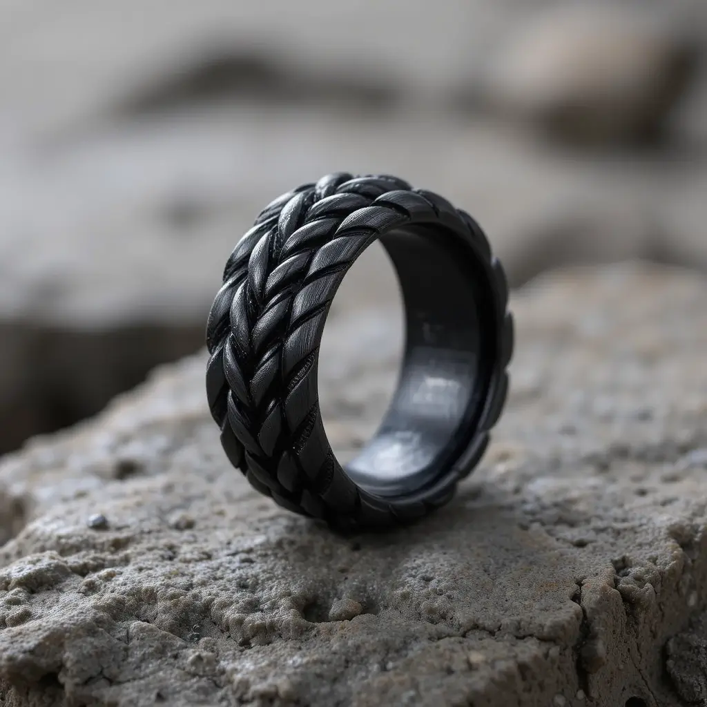 Men’s Oxidized Silver Braided Ring