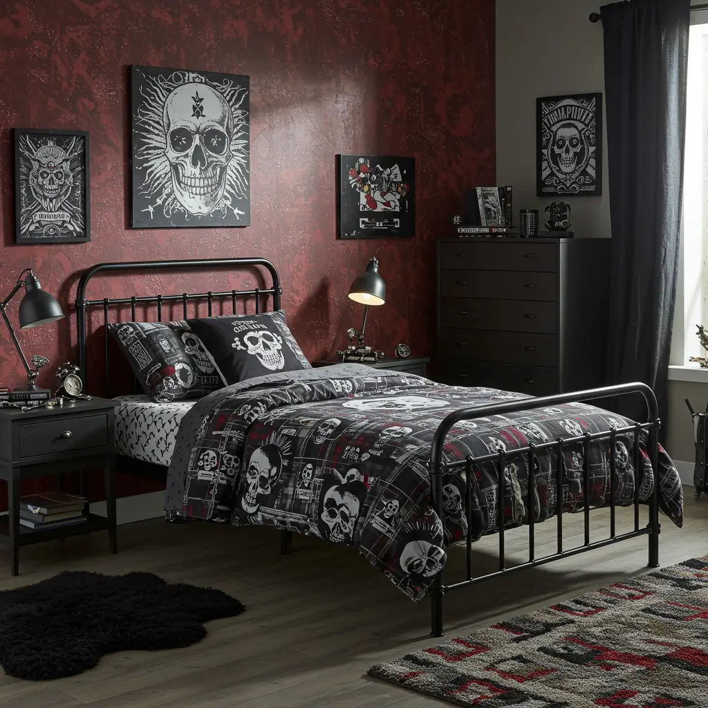 Metal Bed Frame with Punk Details