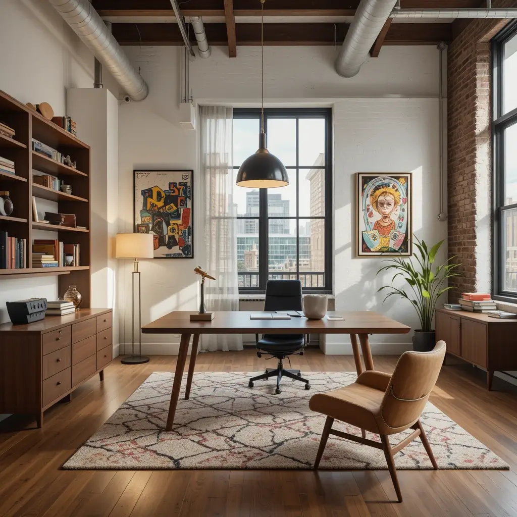 Mid Century Modern Loft Office