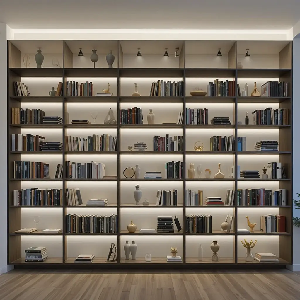 Minimalist Bookshelf with Downlighting