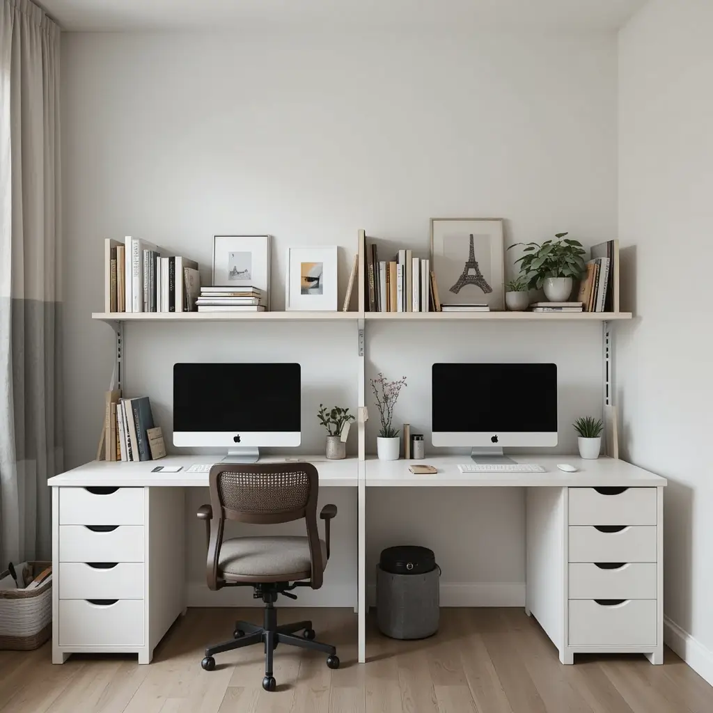 Minimalist Desk with Shared Shelving
