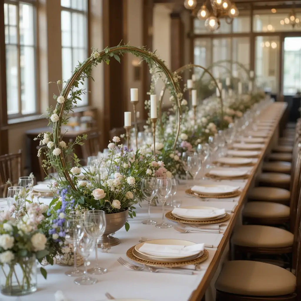 Minimalist Floral Hoop Centerpieces