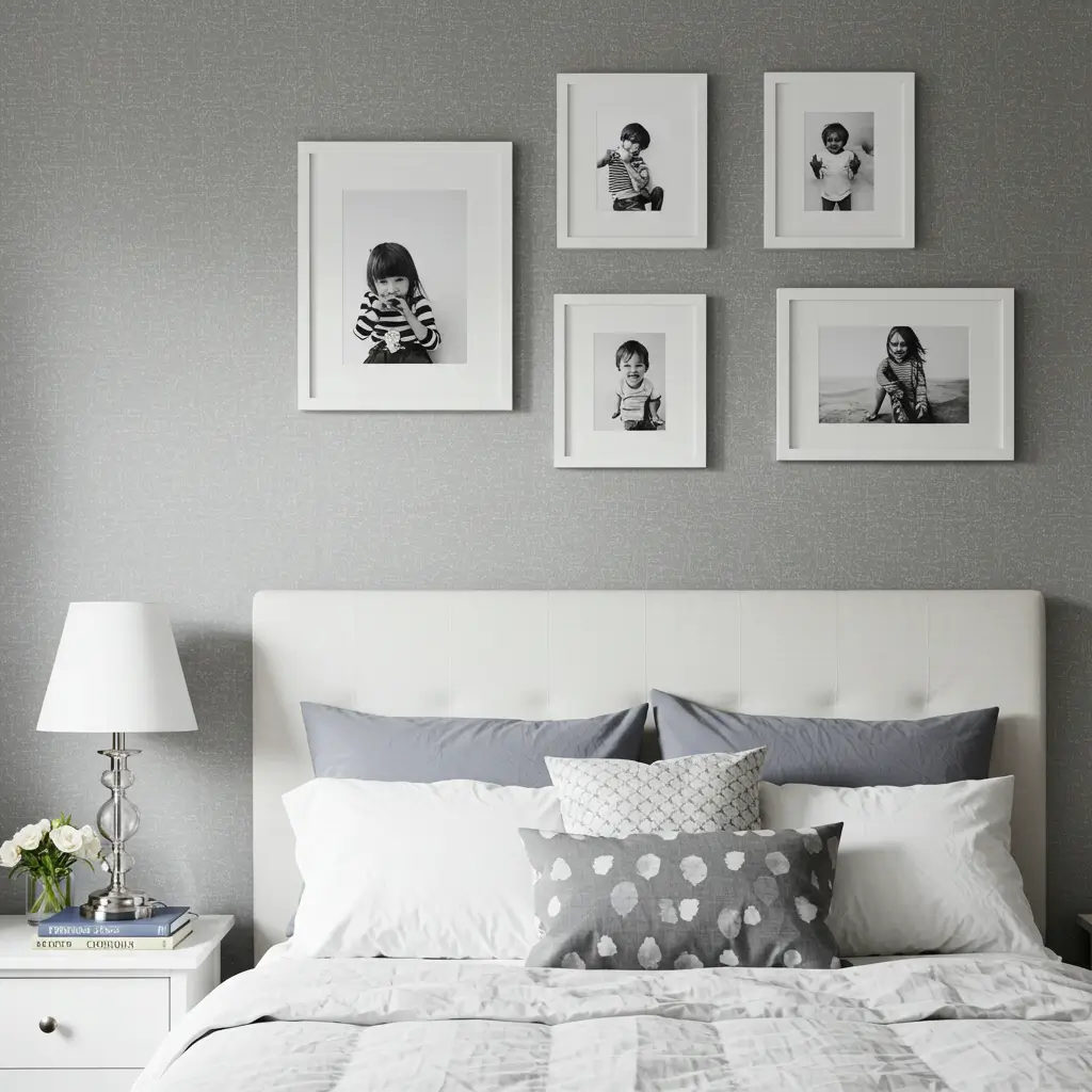 Minimalist Grey Wallpaper with White Frames