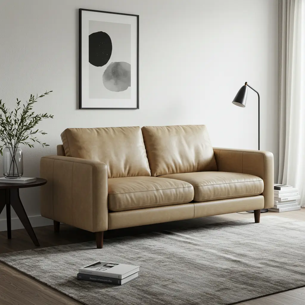 Minimalist Leather Loveseat