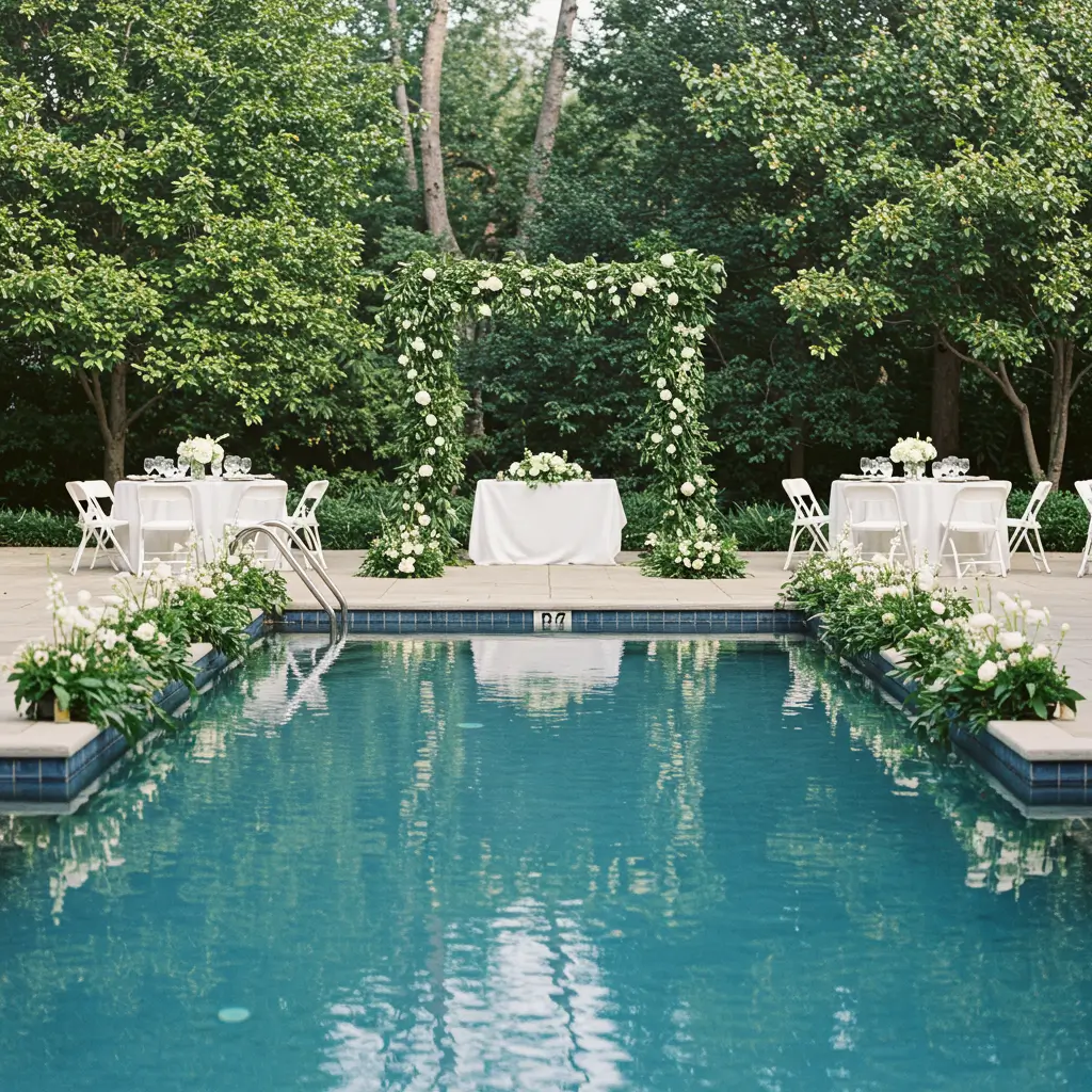 Minimalist Pool Decor with Greenery
