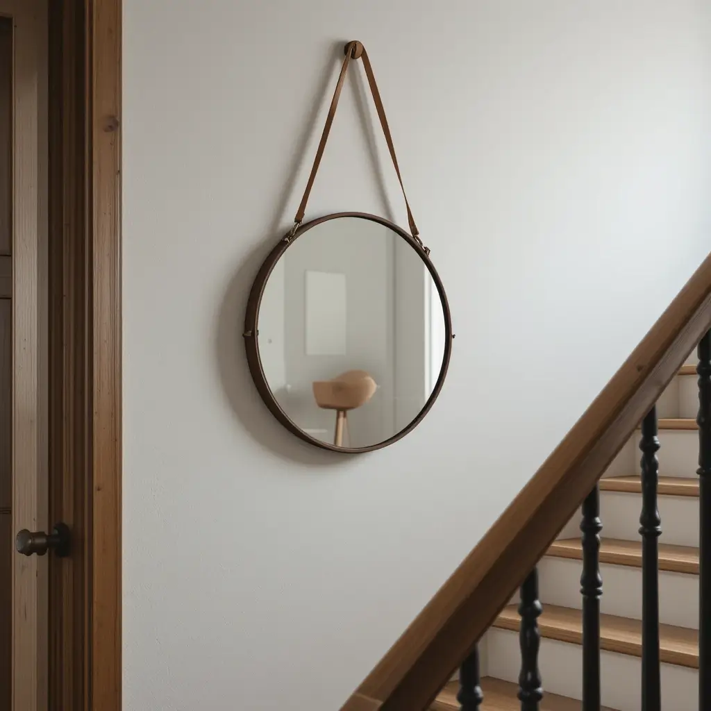 Minimalist Round Mirror with Leather Strap
