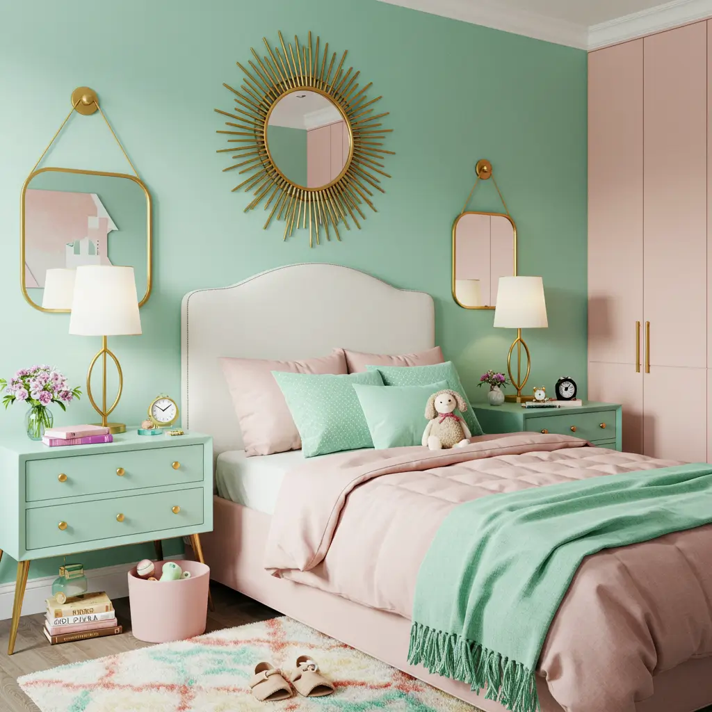 Mint Green and Gold Details