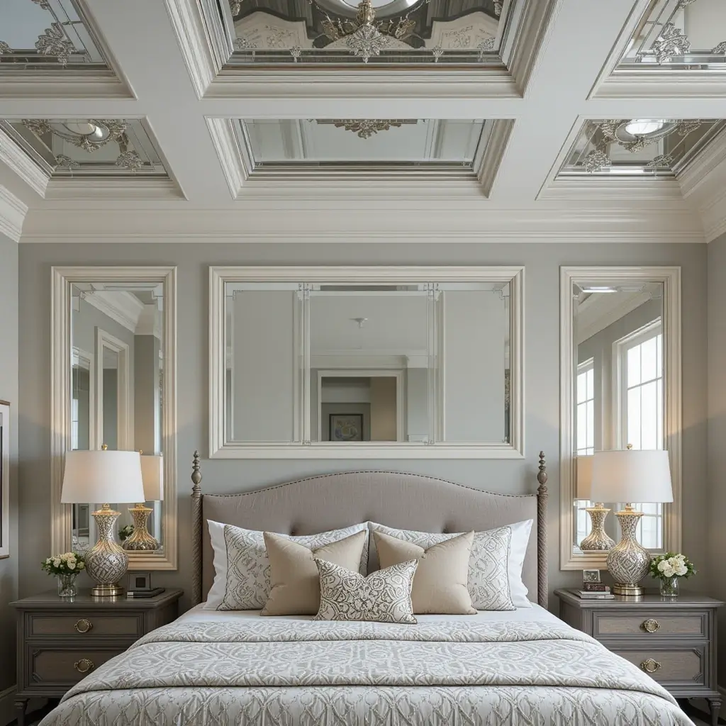 Mirrored Coffered Ceiling for Architectural Interest
