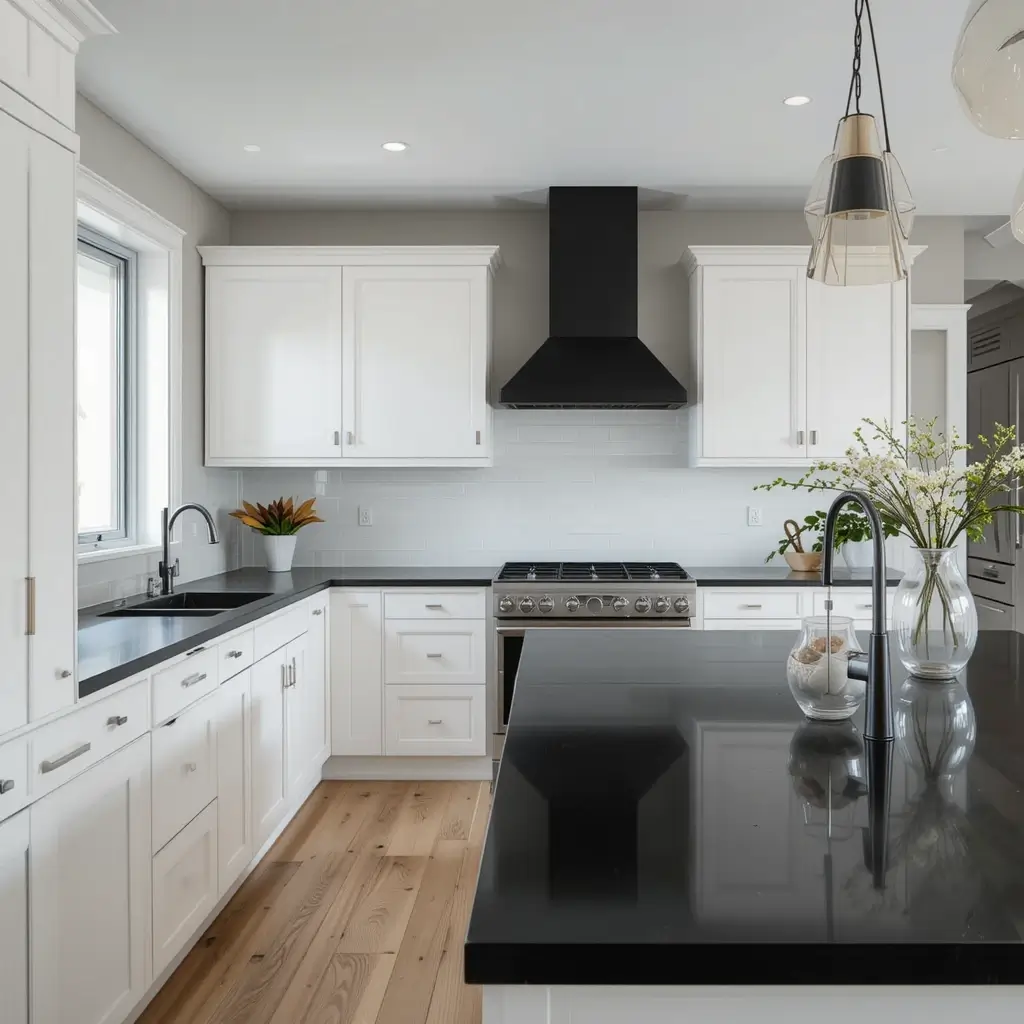 Modern Minimalist Vibe with White Cabinets