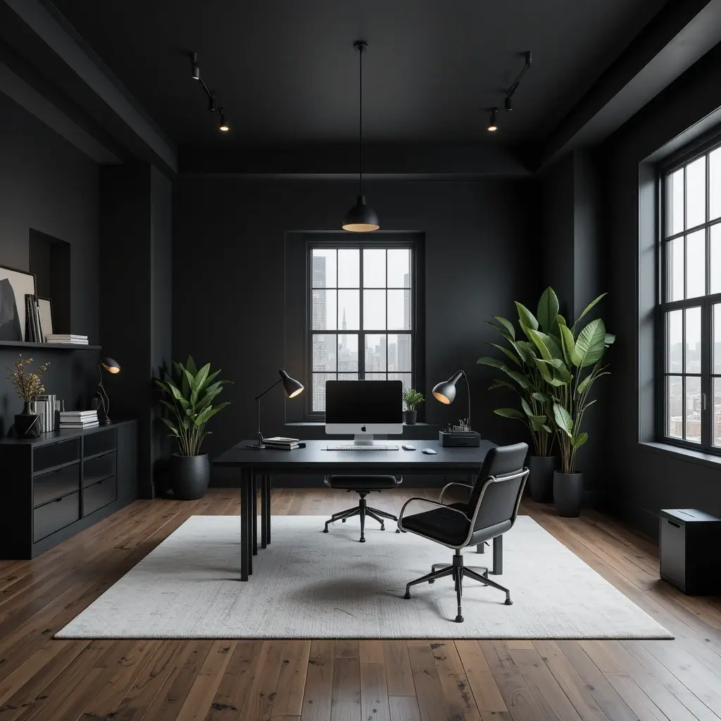 Monochrome Black Loft Office