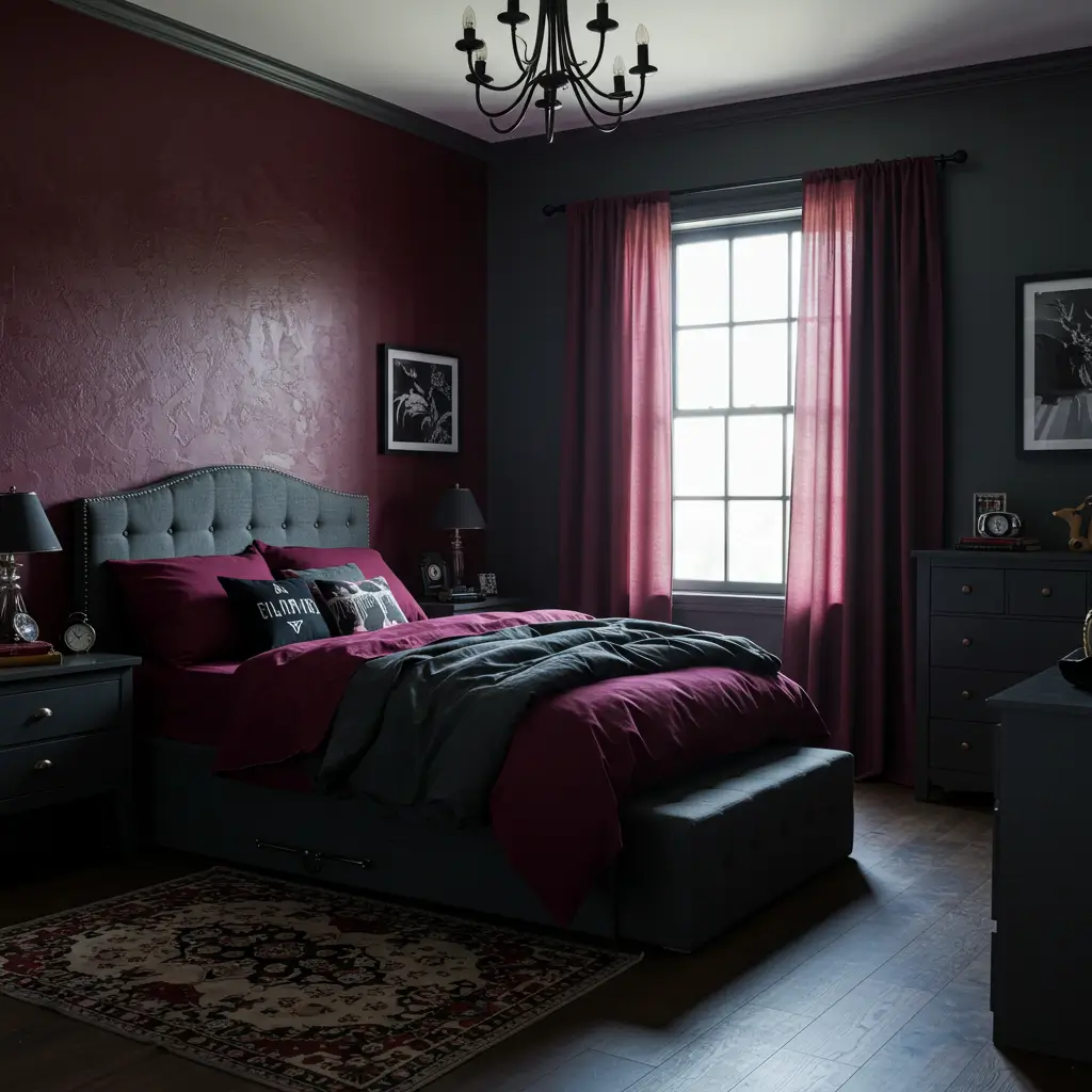 Moody Color Scheme with Charcoal and Burgundy