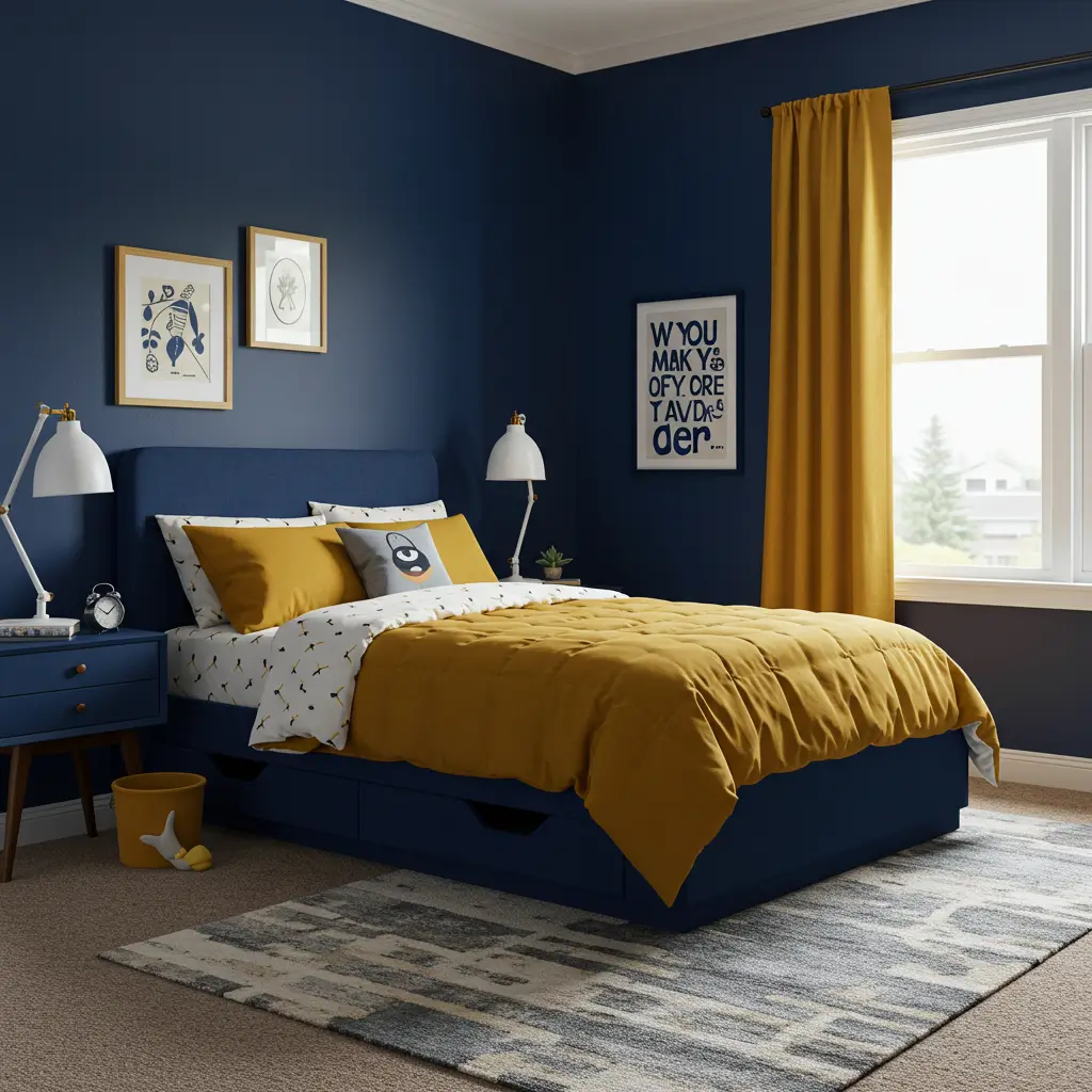 Mustard Yellow and Navy Blue
