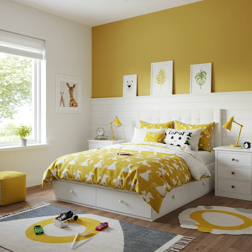 Mustard Yellow and White