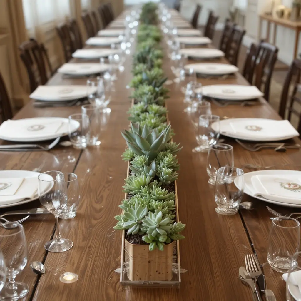 Narrow Succulent Planters as Centerpieces