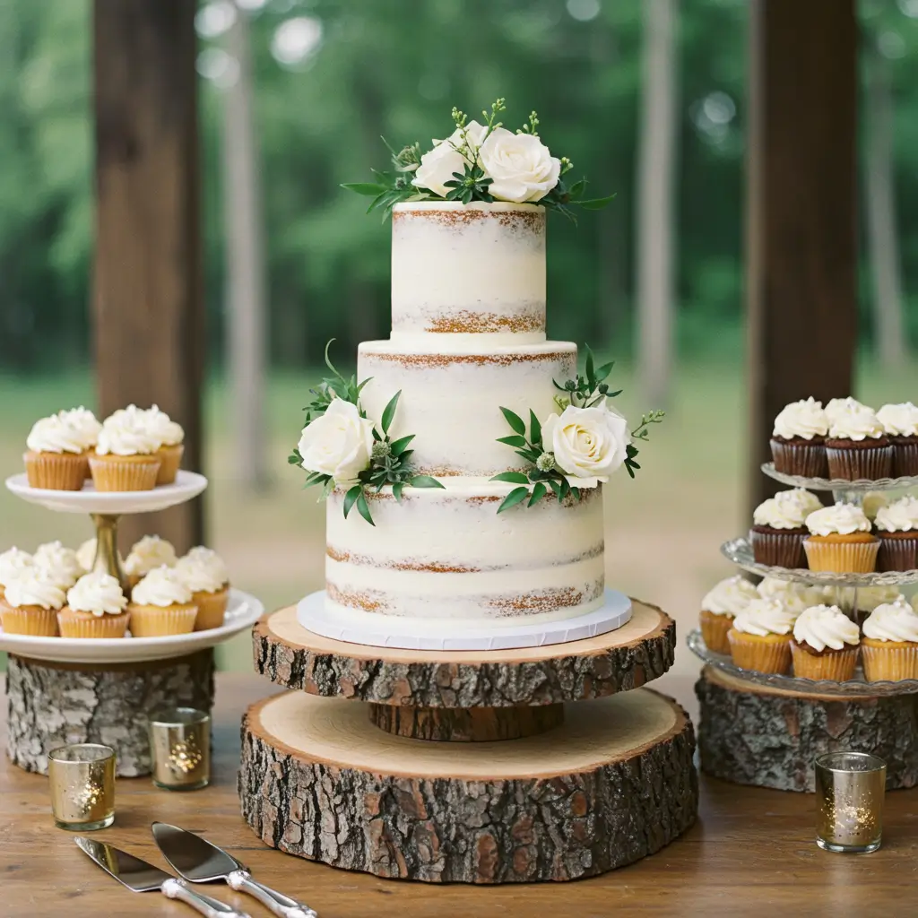 Natural Wood Cake Stand