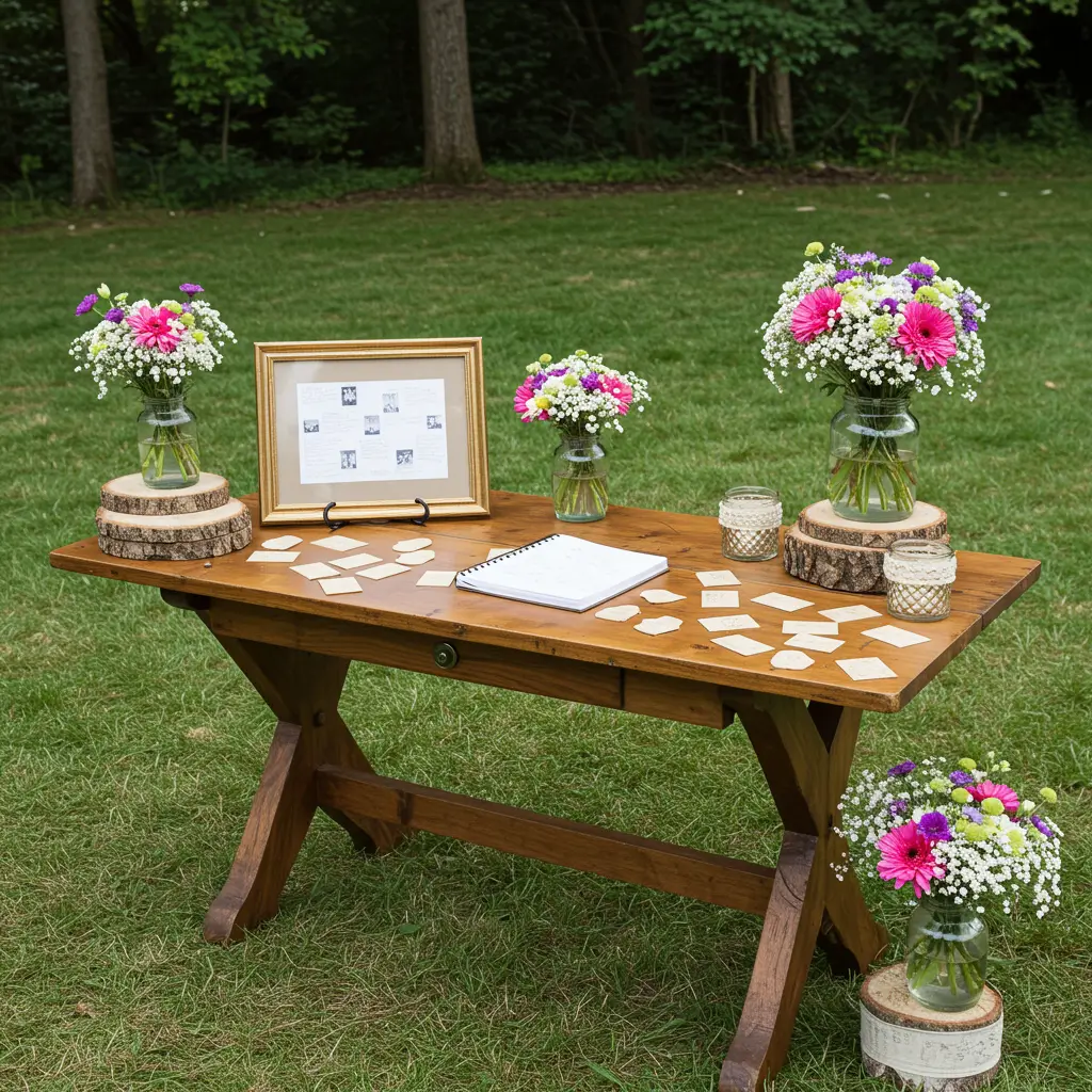 Natural Wood Guestbook Table