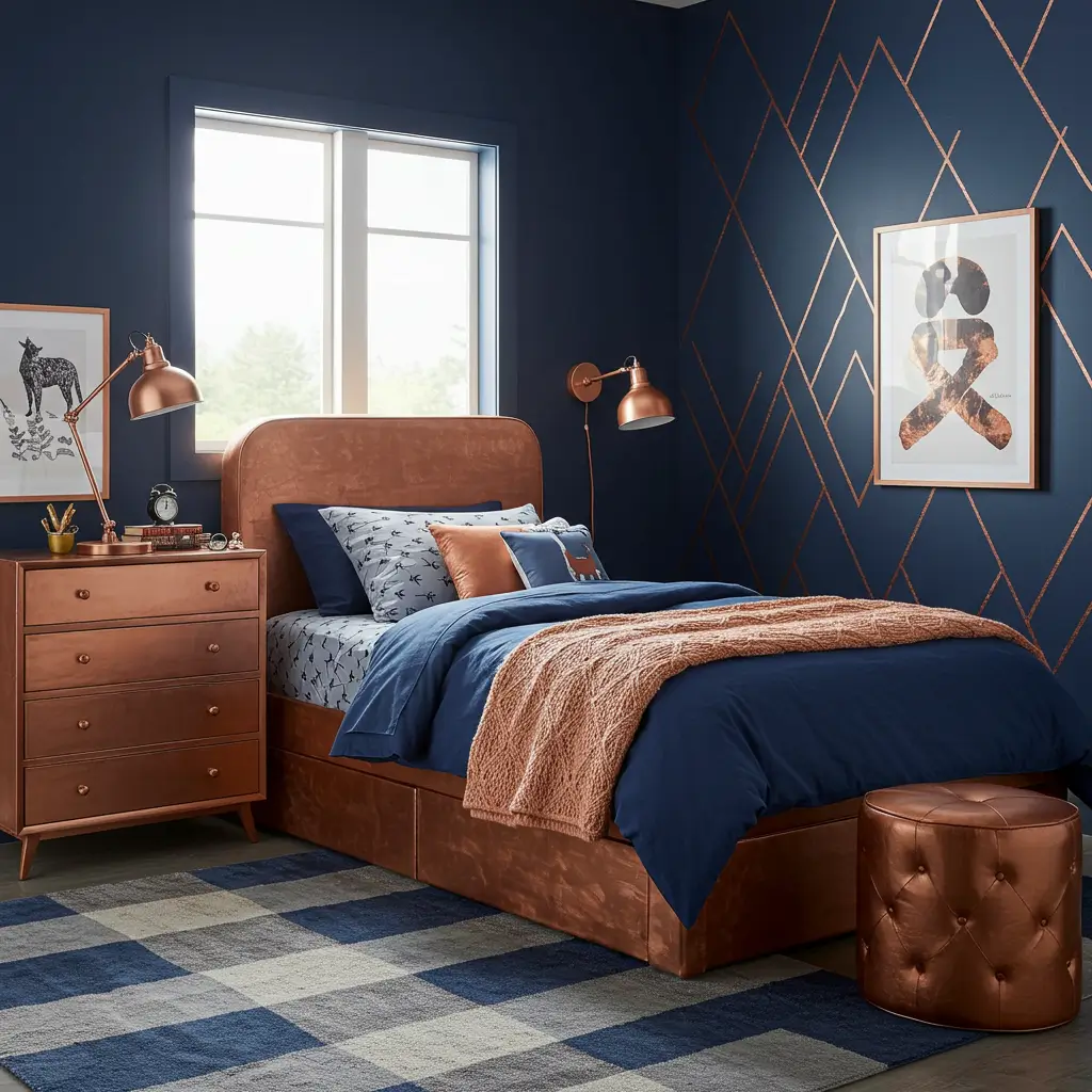 Navy Blue and Copper