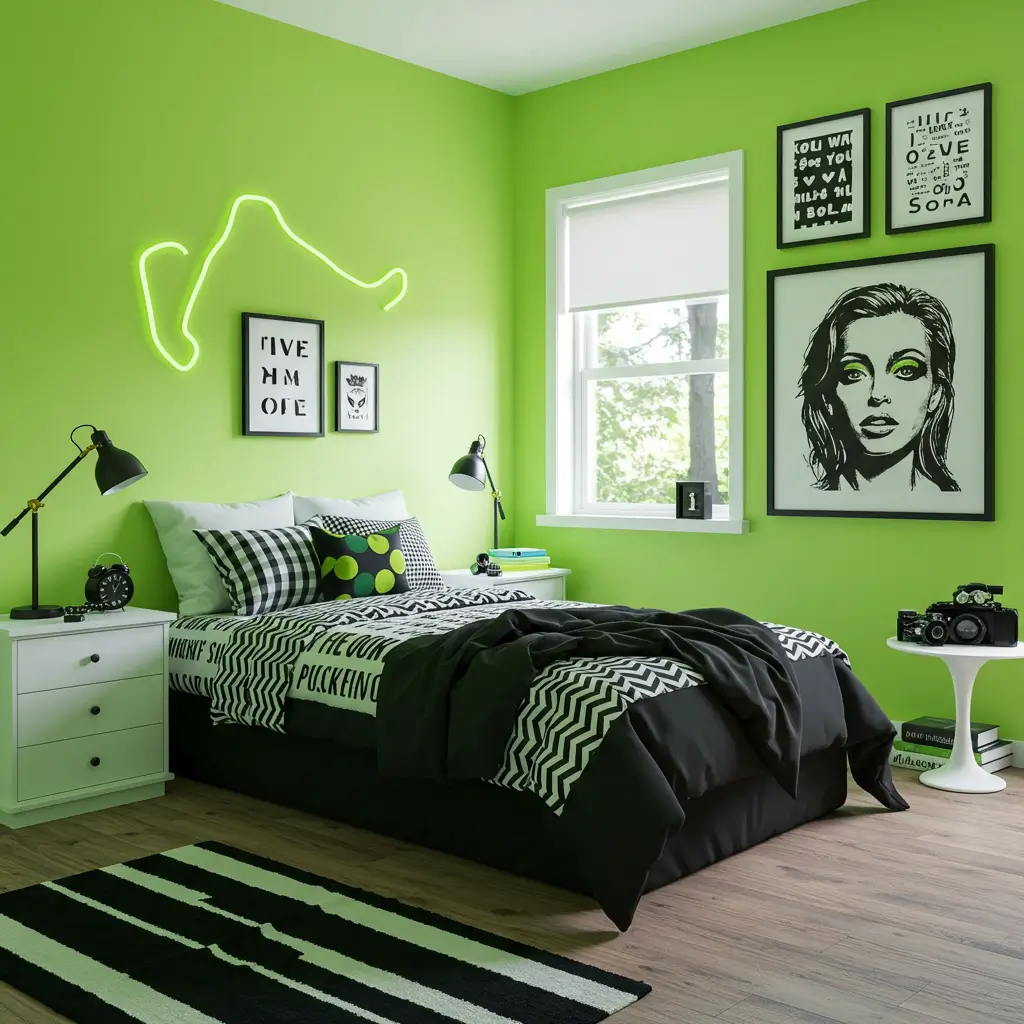  Neon Green with Black and White Decor
