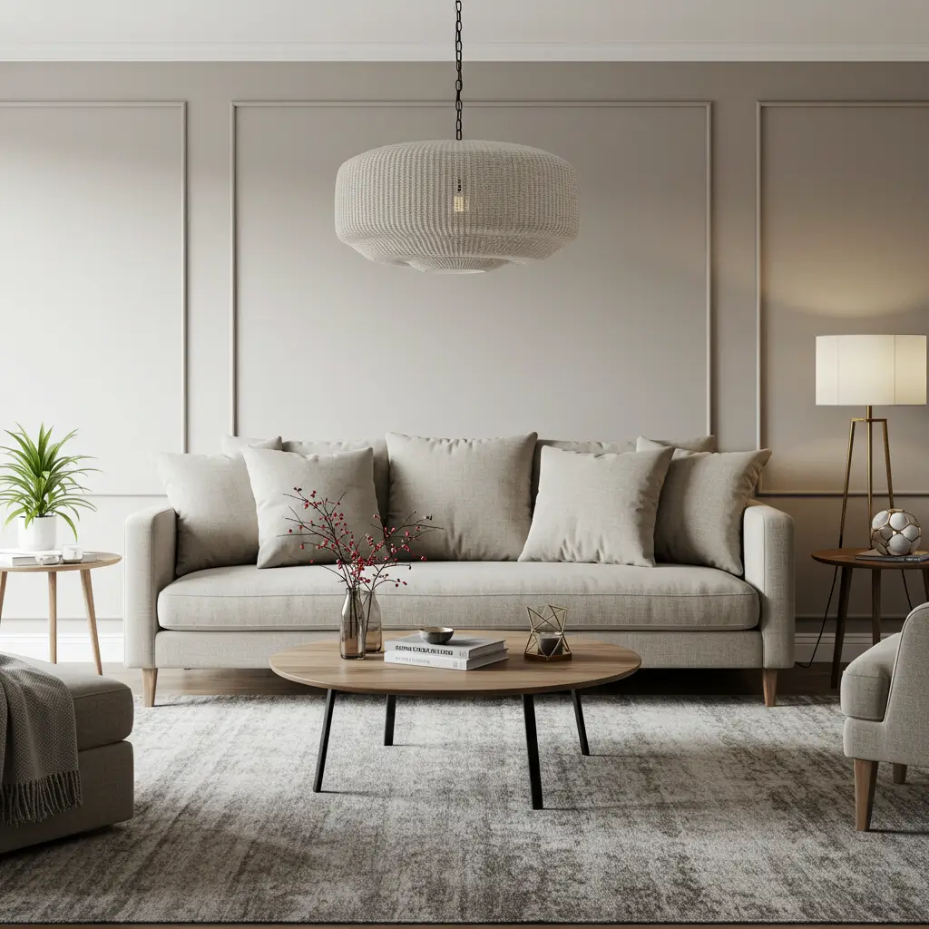 Neutral-Toned Fabric Sofa