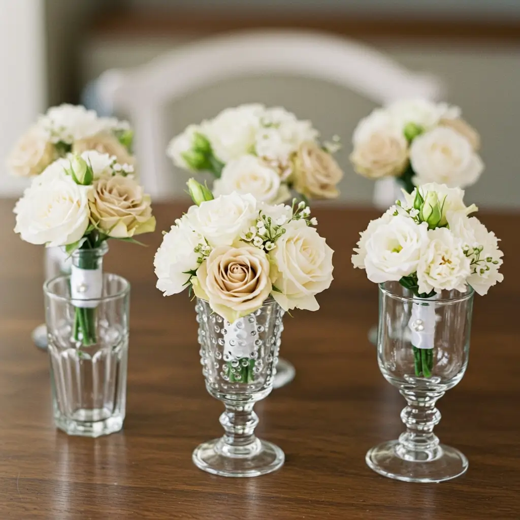 Neutral Wildflowers in Ceramic Vases