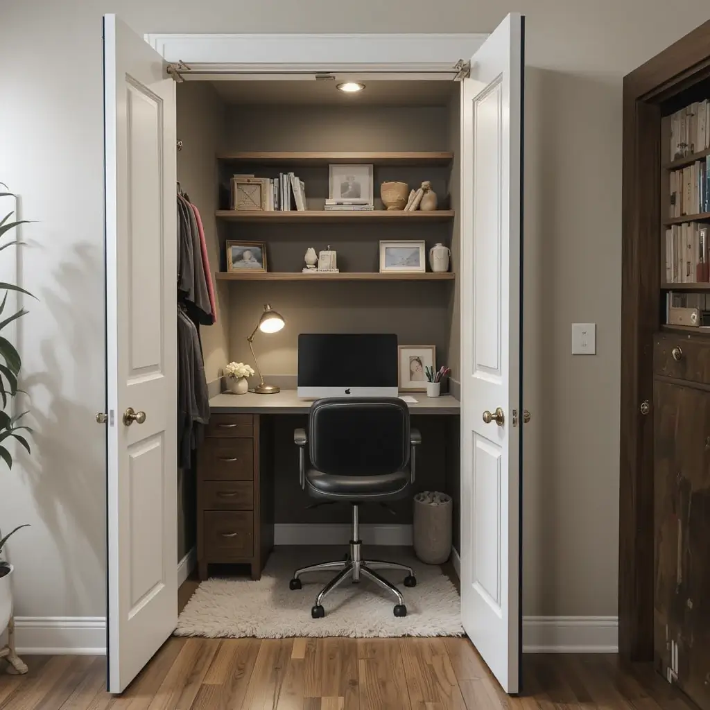 Office Nook Inside a Closet