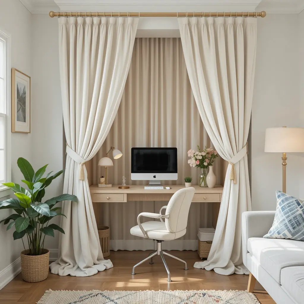 Office Space Behind a Curtain