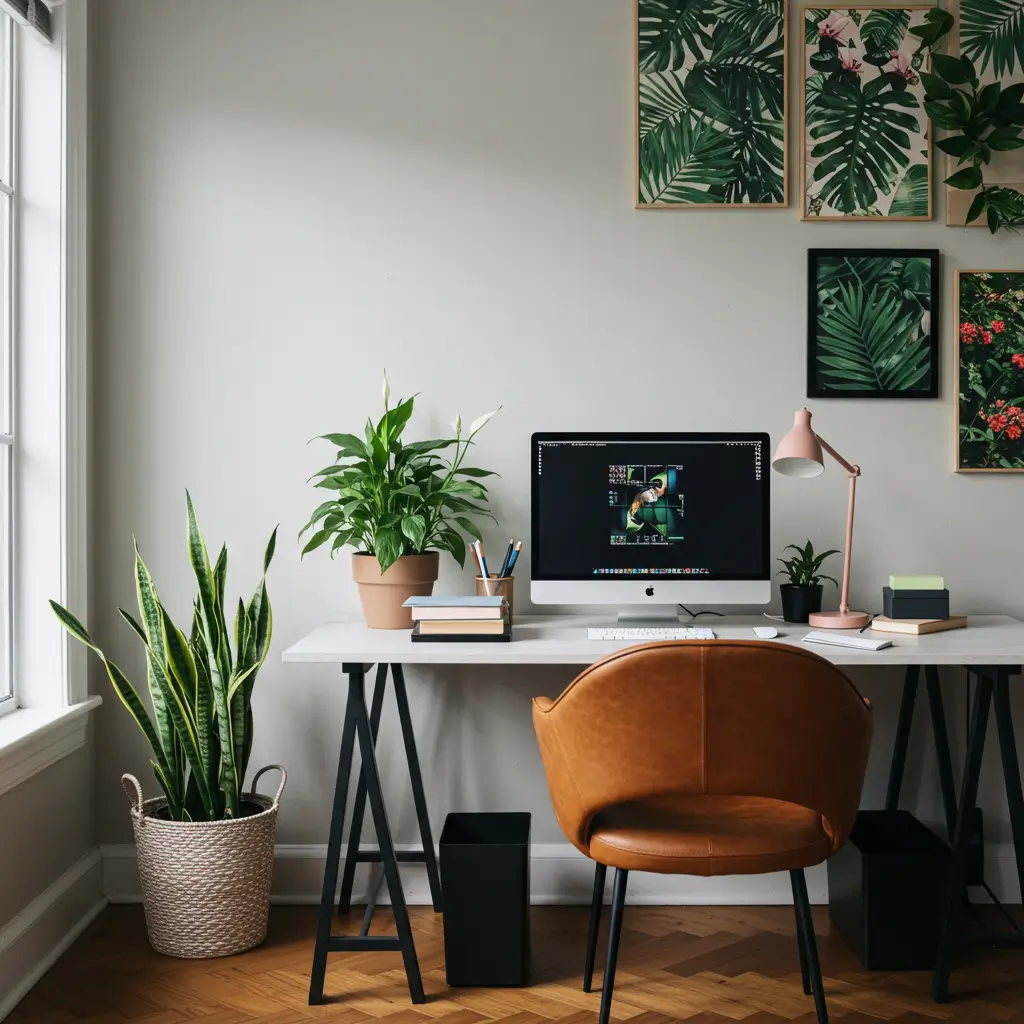Office with Indoor Plants for Peace