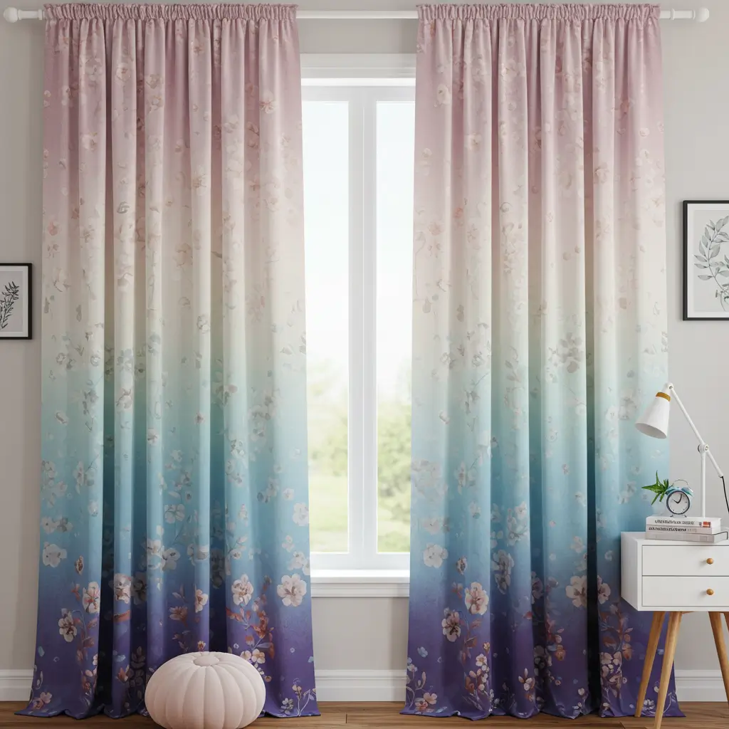 Ombre Curtains with Floral Details