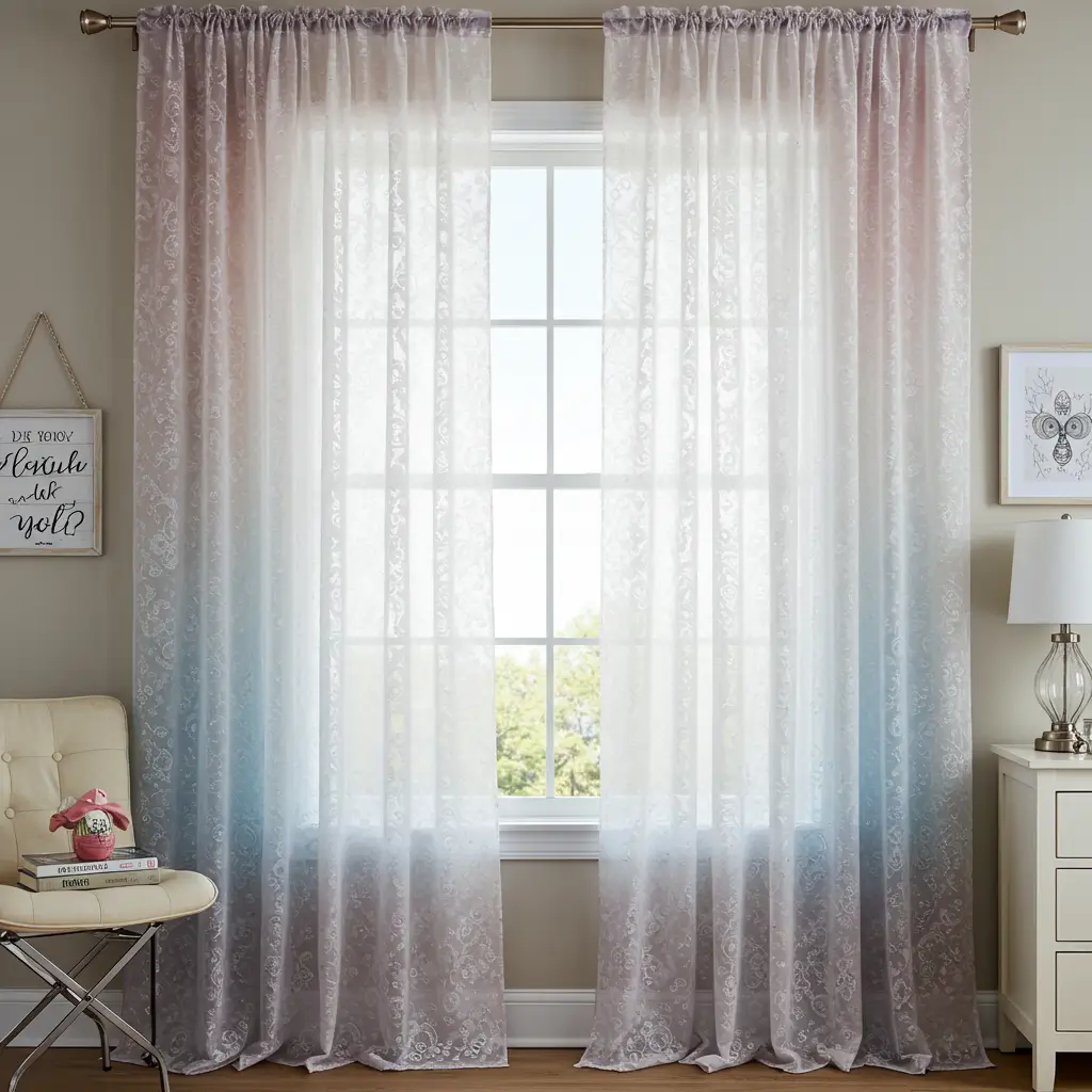 Ombre Curtains with Lace Overlay