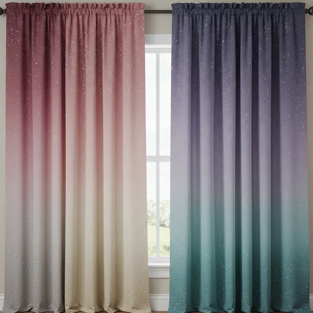 Ombre Curtains with Metallic Thread