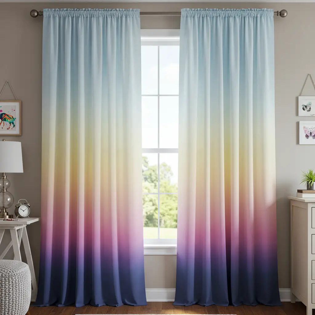 Ombre Curtains with Tie-Dye Edge