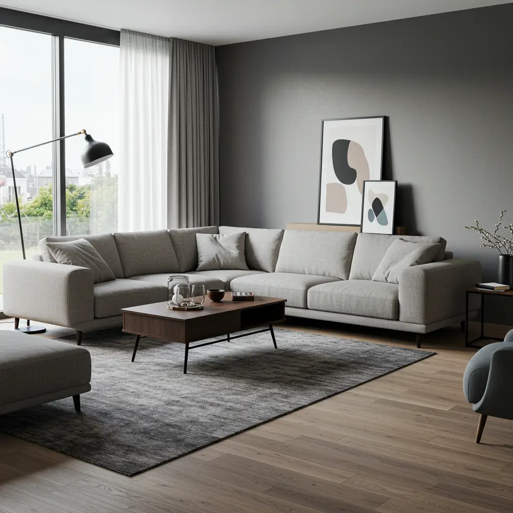 Oversized Ottoman with L-Shaped Sofa